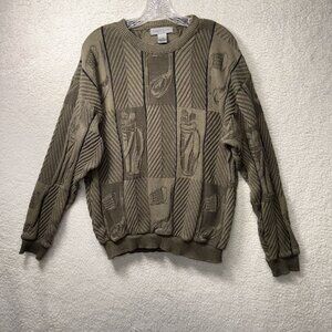 Vintage Cypress Links Golf Pattern Textured Sweater Large Cotton USA Crewneck